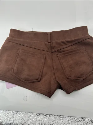 Brown Women's Suede-Look High-Waist Shorts thumbnail 4