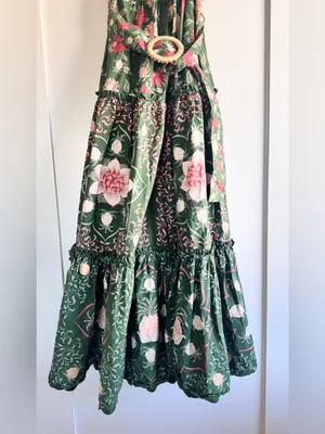 FARM Rio Green Pineapple Garden Organic Cotton Maxi Dress Size M thumbnail 9
