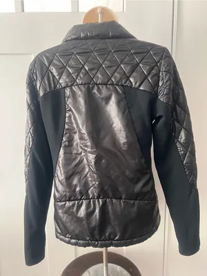 GAP Black Quilted Hybrid Zip Jacket thumbnail 2