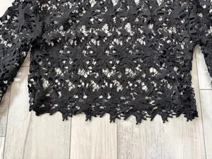 NWT- HYFVE Ramona Black Indiepop Quiet Luxury Crochet Floral Top size medium thumbnail 7
