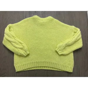Aerie Women’s Chunky Cable Knit Sweater Small Lime Green Cozy thumbnail 2