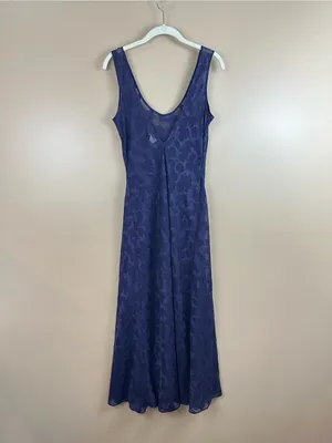 Vintage 90s Victoria’s Secret Gold Label Purple Maxi Slip Dress Sheer Scroll S thumbnail 5