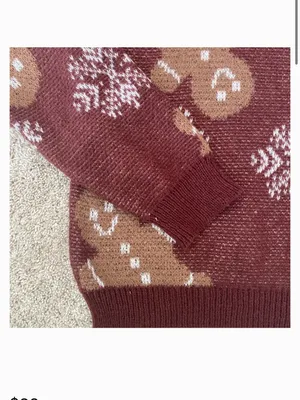 brown tan white gingerbread winter sweater thumbnail 5