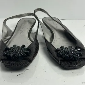 Anne Klein iFlex AK Junior Brown Snakeskin Slingback Kitten Heels Peep Toe 8.5 M thumbnail 3