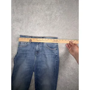 7 For All‎ Mankind Jeans Womens 26 Blue High Waist Slim Kick Destroyed Raw Hem thumbnail 7