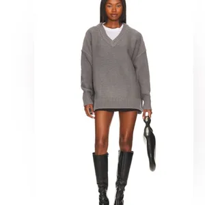 Free People Alli V-neck oversized Sweater Gray- Size XS thumbnail 4