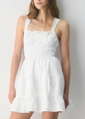 Sunday Best Martine Tiered Cotton Poplin Mini Dress XXS White Coquette Cottage thumbnail 1