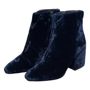 Sam Edelman Tinsley Navy Blue Velvet Block Heel Ankle Booties Sz 11 M Whimsigoth thumbnail 3
