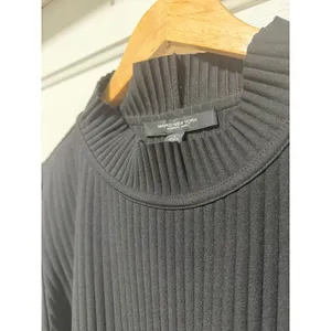 Marc New York Andrew Marc Black Ribbed Mock Neck Faux‎ Leather Puff Sleeve Top L thumbnail 11