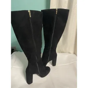 Knee High Boots Women 10M Shoes Black Suede Block Heel‎ Bin4 thumbnail 5