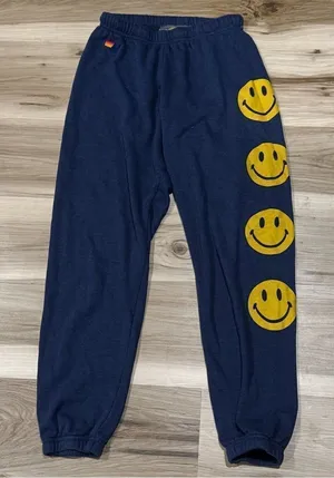 Aviator Nation Navy Smiley 2 Sweatpants Women’s Small thumbnail 1