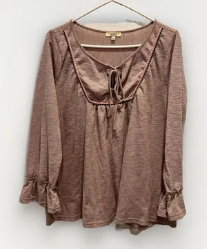 KORI America Women's Size‎ Large Top Pink Lavender Casual Boho Embroidered thumbnail 1