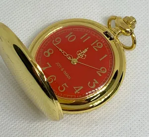 Joy & iman gold tone pocket watch red dial quartz analog 46mm running thumbnail 1