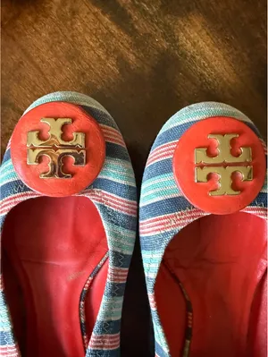 Tory Burch Striped Ballet Flats with Red Logo Accent thumbnail 7