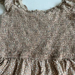 Jessica Simpson smocked sleeveless jumpsuit beige with ivory speckle size xs thumbnail 3