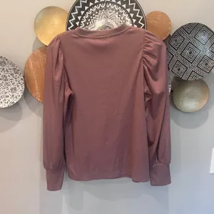 Philosophy Republic Clothing Mauve Ribbed Puff Sleeve Top Small thumbnail 3