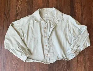 GB light mint green button down slightly cropped jacket thumbnail 1