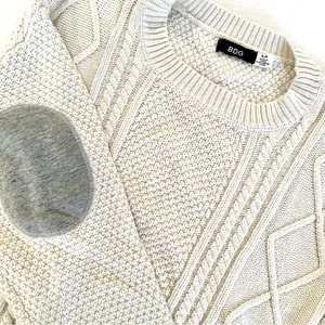 BDG Urban Outfitters Cable Knit Elbow Patches Sweater Women's Small Cream‎ Y2K thumbnail 3