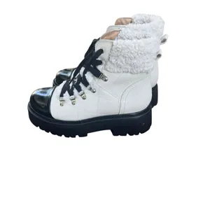 Steve Madden Reyen lace-up lug-sole hiker boots in bone leather 8.5 thumbnail 4