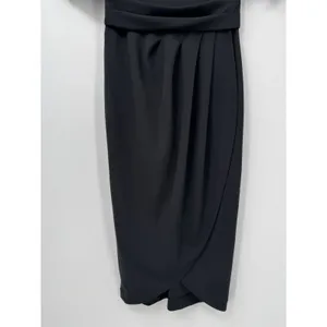 Calvin Klein Black Midi Dress 2 Tulip Pleated Front • Classic Office • Elegant thumbnail 4