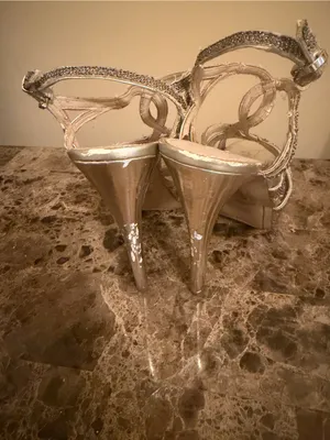 GUESS Metallic Gold Strappy Heeled Sandals thumbnail 5