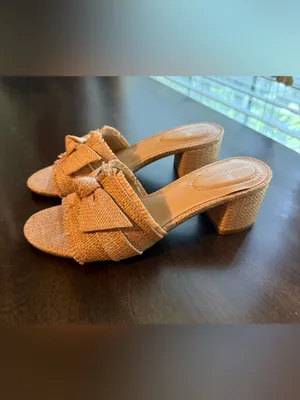 Bandolino Arden Mule Natural Woven Bow Block 2” Heel Open Toe Mule Summer Sanda thumbnail 10