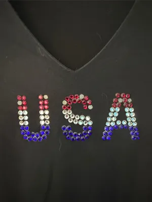 Cache Women’s Black V-Neck Long Sleeve Top with USA Sequin Detail thumbnail 3