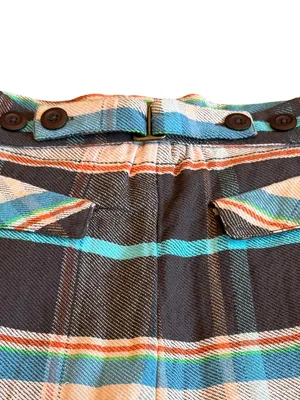 Free People Plaid Back Buckle Cotton Pants Wide Leg Bold Trousers Size 10 NWT thumbnail 10