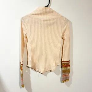 Free‎ People Mixed Up Sweater Cuff Thermal Top Peach Size XS thumbnail 6