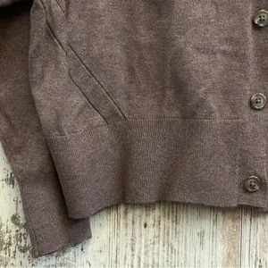 a • new day Brown Button-Up Cardigan Crop Bolero Women’s Size L Sweater Cover thumbnail 2