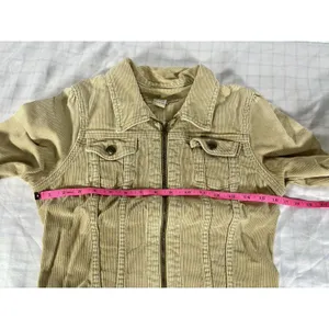 Vintage Abercrombie Corduroy Jacket Women XL Beige Tan Full Zip Trucker Stretch thumbnail 4