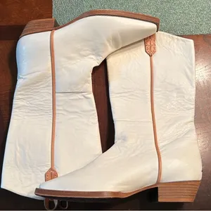 Free People We The Free Montage Leather Cream/Bone Tall Boots(Size 38/7.5) thumbnail 3