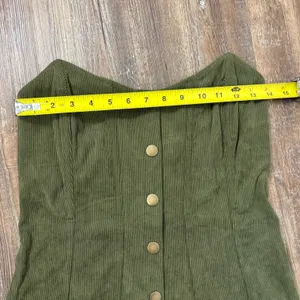 Urban Outfitters Cali Corduroy Strapless Corset Mini Green Dress Size Medium thumbnail 10