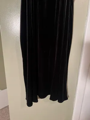 Notations Women's Size XL Velvet Midi Skirt Black A-Line Flounce Pull On Stretch thumbnail 3