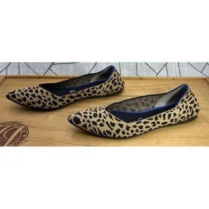 Rothy's Leopard Print Flats The Pointe Toe Black Tan Womens Shoes Size 9 thumbnail 3