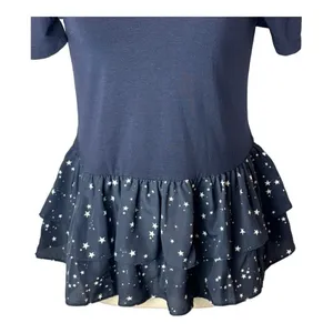 Kate Spade‎ New York Broome Street Tee Women XXS Blue Night Sky Ruffled Peplum thumbnail 6