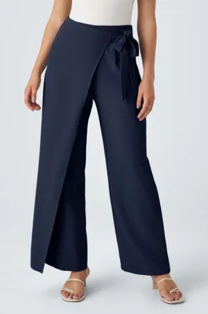 Halara Flex High Waisted Wide Leg Pants Tie in Peacoat Navy Blue Small Tall New thumbnail 1