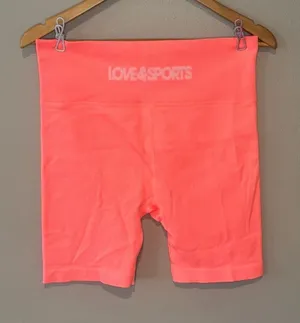 LOVE&SPORTS Neon Orange Athletic Gym‎ Shorts Spandex, High Rise Like New XL thumbnail 1
