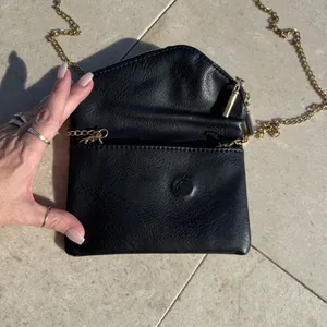 Black faux leather Crossbody Bag with Gold Chain thumbnail 2