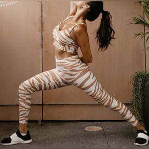 Beach Riot Sport Piper‎ High Rise Stretch Leggings in Cloud Cream Zebra Size XS thumbnail 1