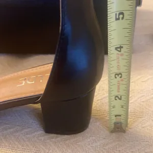 NWT NIB Illude black open toe heel dress shoe. 9 2 in heel thumbnail 3