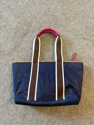 Vintage Y2K 2004 Coach Hampton Denim Tote Bag 4498 Leather Canvas Handles thumbnail 2