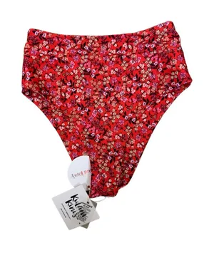 Kulani Kinis Zulu Floral High Hip Bikini‎ Bottom XS NWT Red Pink Tropical thumbnail 1