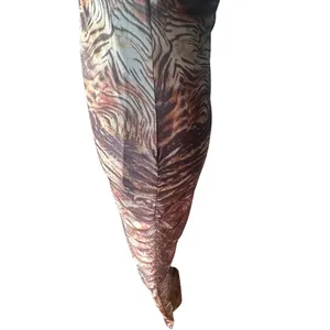 Y2K PrettyLittleThing Brown Zebra Mesh Ruched Maxi Dress Size 4 Bodycon thumbnail 4