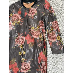 TOV Los Angeles Faux Leather Floral Snap Front Coat Dress Jacket Duster 38 NWT thumbnail 9