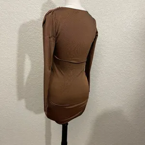 Boohoo Slinky Drape Front Sleeve Body Con Dress thumbnail 3