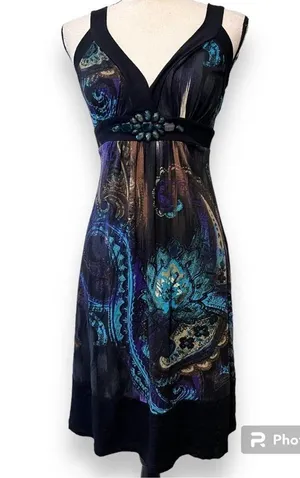 Karen Kane womens small fall fantasy dress with jewels workwear cruisewear nwt thumbnail 12
