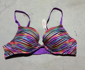 Victoria’s Secret NWT Multicolor Striped Plunge bra 36B thumbnail 1