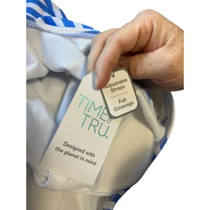 Time and Tru Blue White Stripe One Piece Swimsuit‎ Tankini Style Size M thumbnail 6