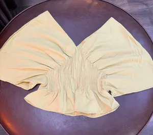 Yellow Smocked Waist Flutter Sleeve Top thumbnail 1